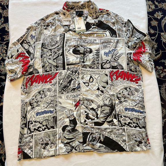 SPIDERMAN Marvel Short Sleeve Button Down shirt NEW With Tag By Marvel/H&M NWT - Picture 8 of 8
